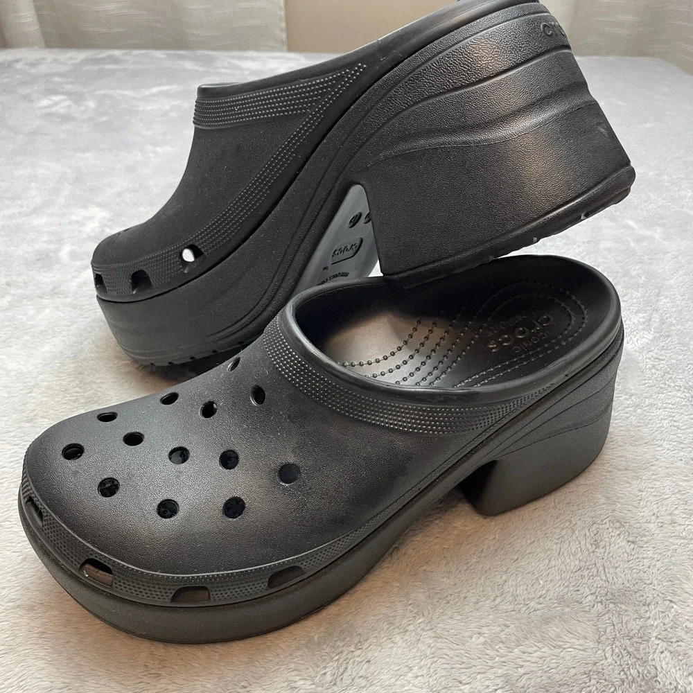 Crocs Unisex Chunky Siren Clog Womens 14 Mens 12 Black Platform Block Heel Mule